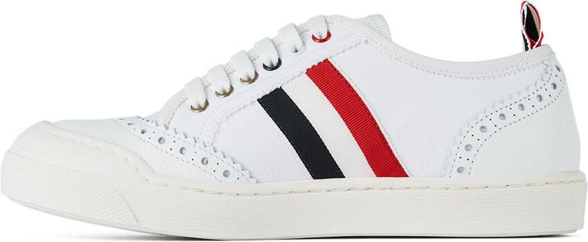 Thom Browne Kids White Side Stripe Low Sneakers - Picture 3