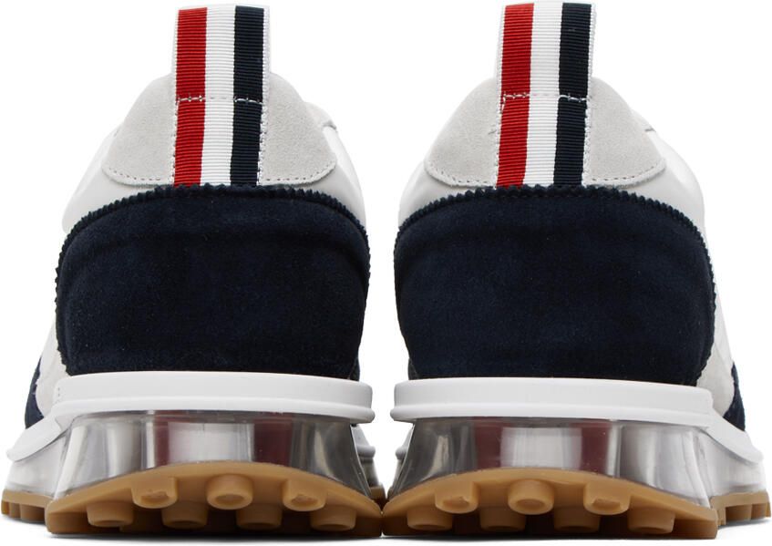 Thom Browne White & Navy Quilted Tech Runner Sneakers
