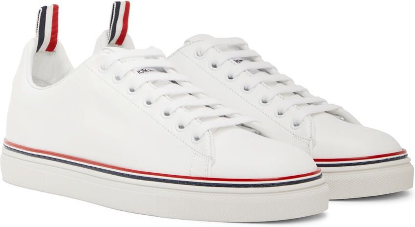 Thom Browne White Calfskin Tennis Sneakers - Picture 2