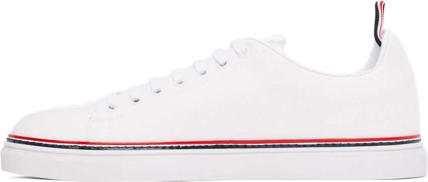 Thom Browne White Canvas Tennis Sneakers - Picture 4