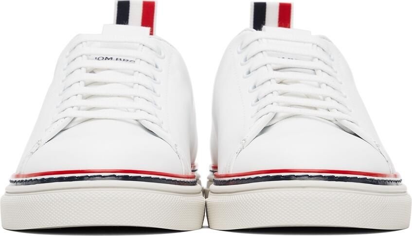 Thom Browne White Leather Tennis Sneakers - Picture 3