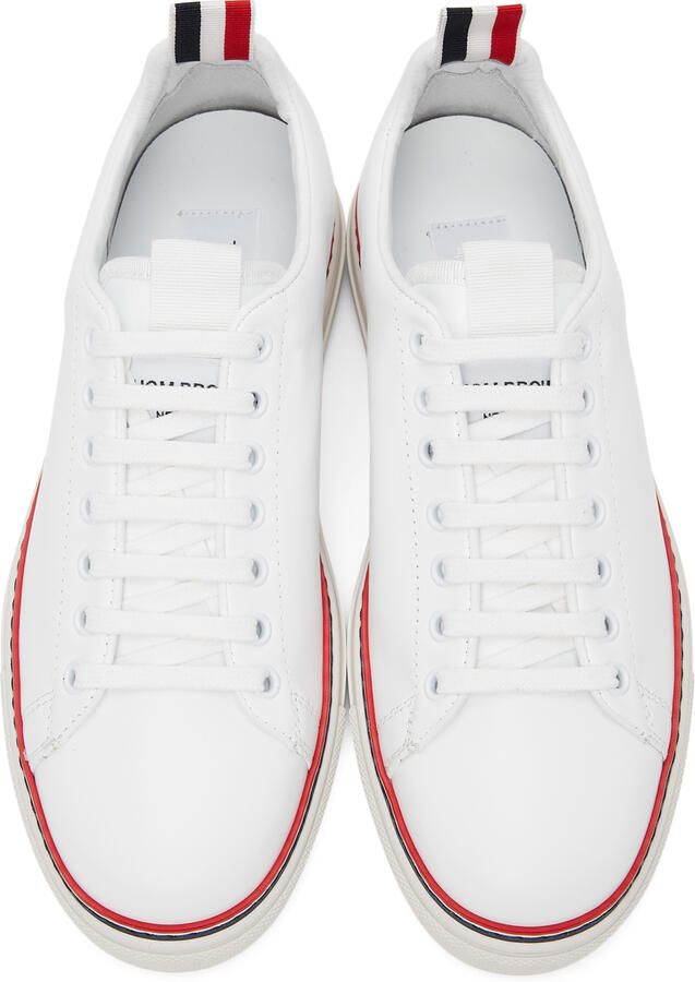 Thom Browne White Leather Tennis Sneakers