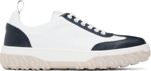 Thom Browne White & Navy Court Sneakers