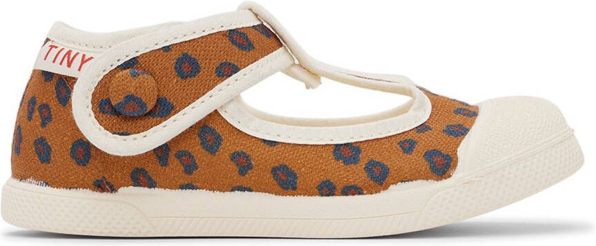 TINYCOTTONS Baby Tan Animal Print Mary Jane Sneakers