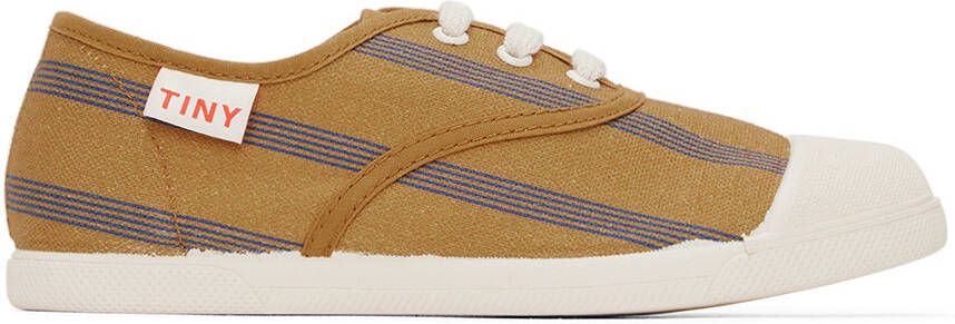 TINYCOTTONS Kids Tan & Blue Lines Sneakers
