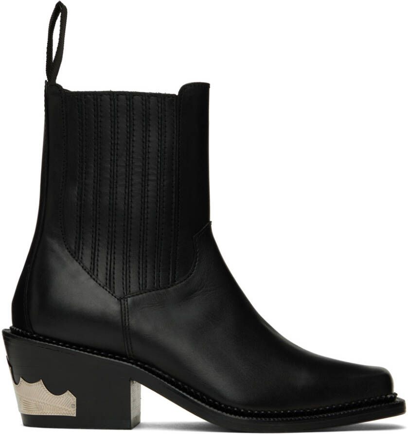 Toga Pulla Black Leather Ankle Boots