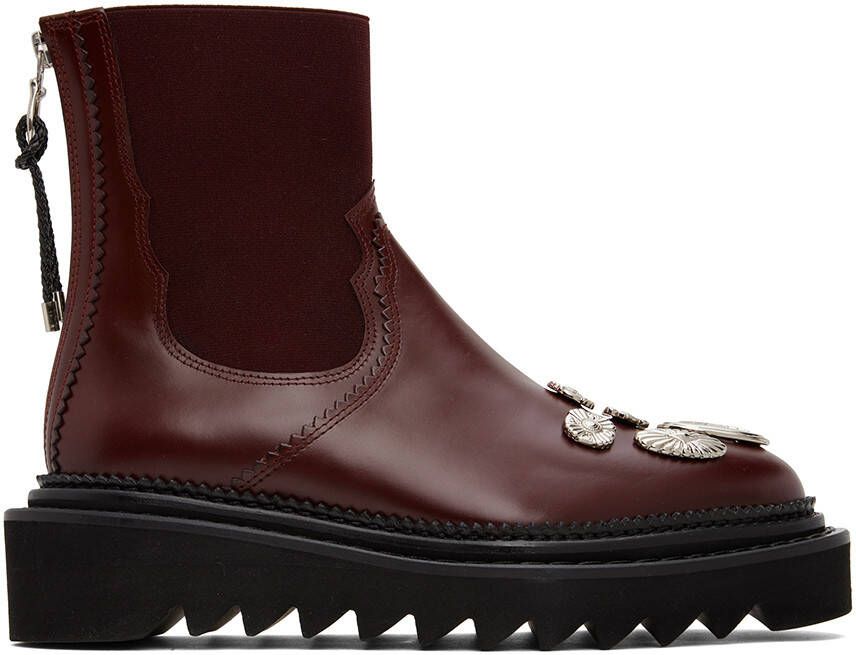 Toga Pulla Burgundy Side Gore Metal Boots