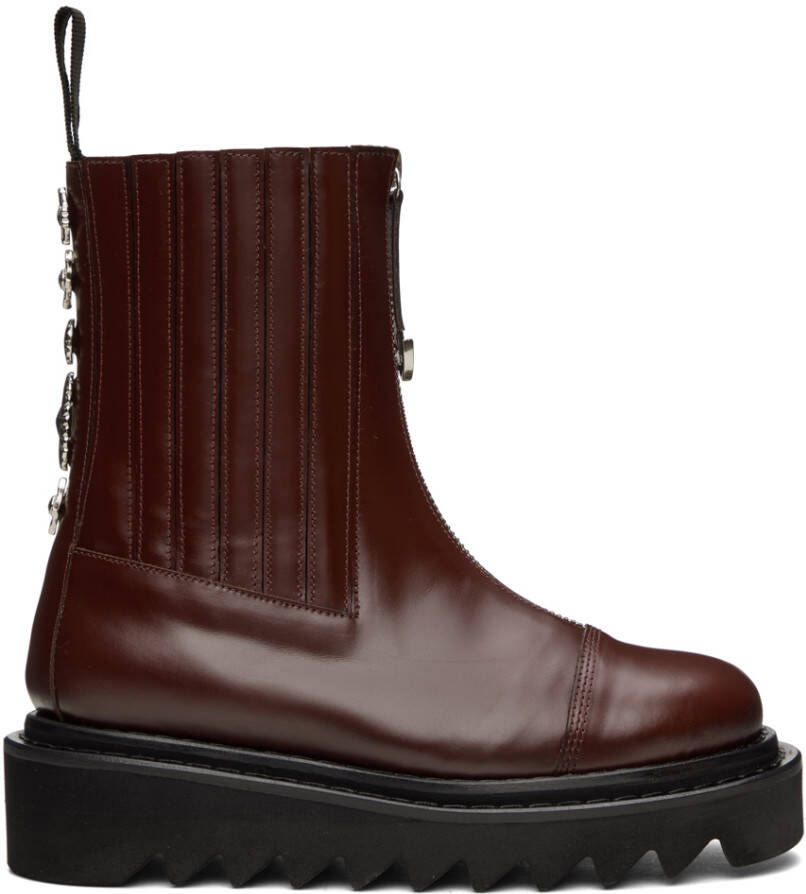 Toga Pulla Burgundy Side Gore Zip Boots