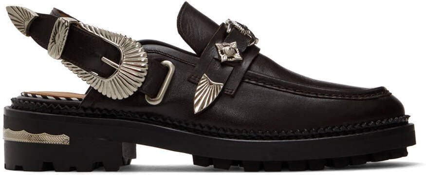 Toga Pulla SSENSE Exclusive Brown Leather Slingback Loafers