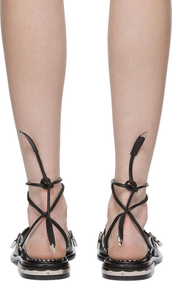 Toga Pulla Black Ankle Wrap Sandals - Picture 2