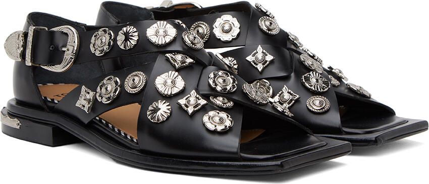 Toga Pulla Black Embellished Sandals - Picture 2