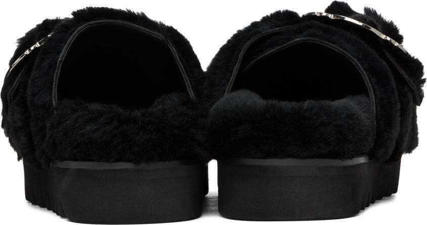 Toga Pulla Black Faux Fur Buckle Sandals - Picture 2