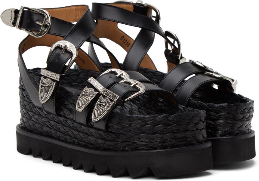 Toga Pulla Black Pin-Buckle Platform Sandals - Picture 2