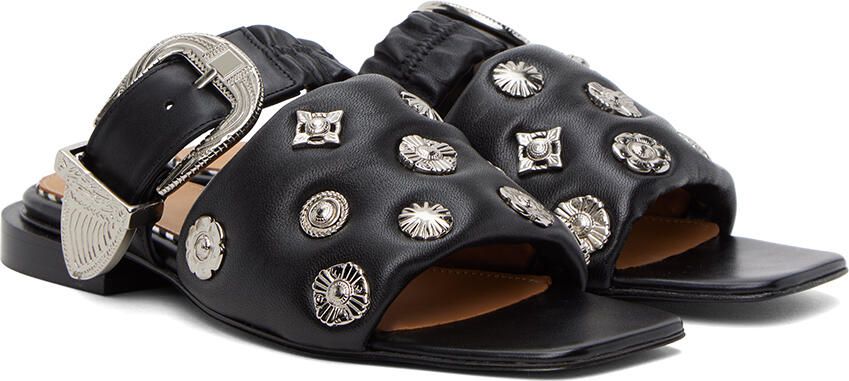 Toga Pulla Black Pin-Buckle Sandals - Picture 2