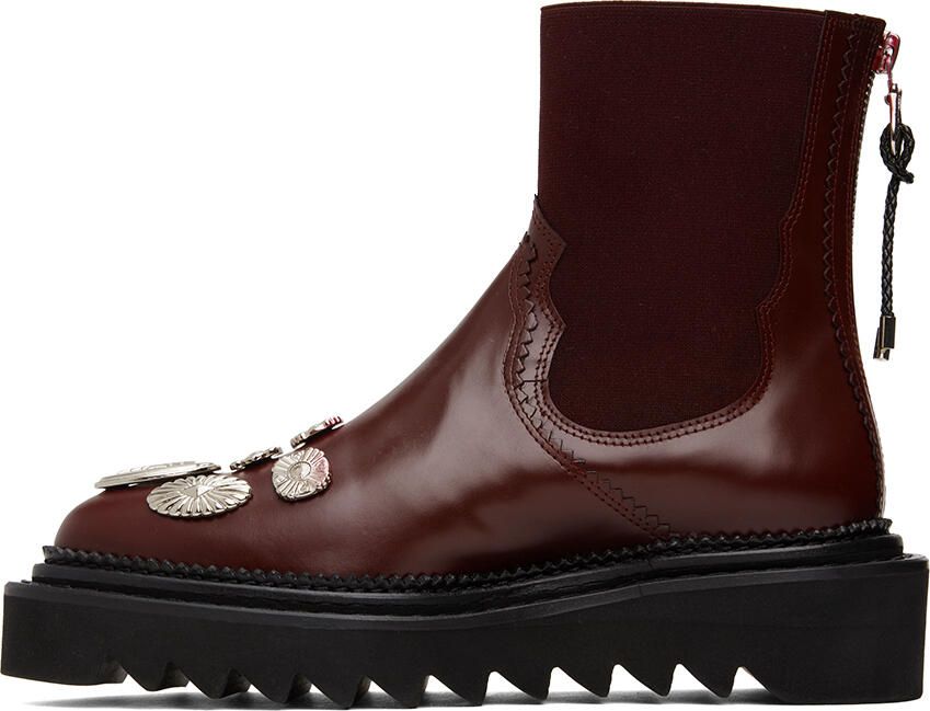 Toga Pulla Burgundy Side Gore Metal Boots - Picture 2