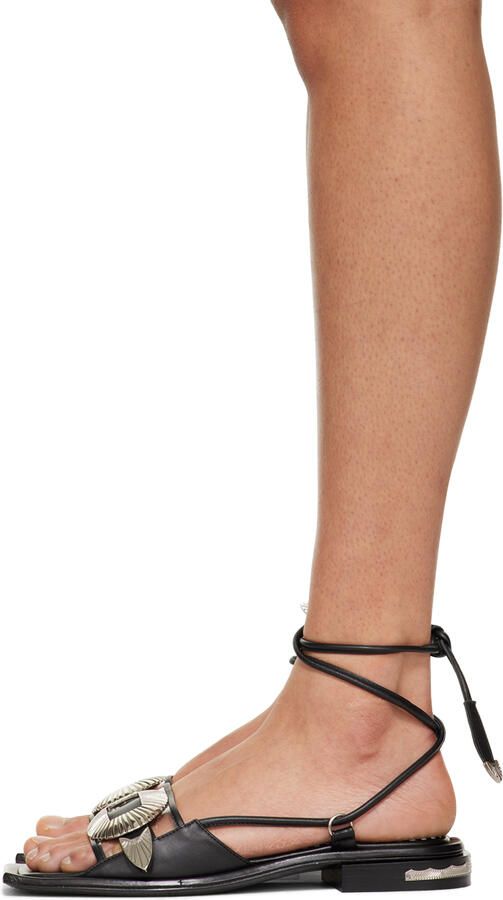 Toga Pulla SSENSE Exclusive Black Ankle Wrap Sandals - Picture 3