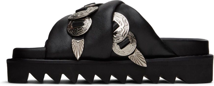 Toga Pulla SSENSE Exclusive Black Cross Strap Flat Sandals - Picture 4