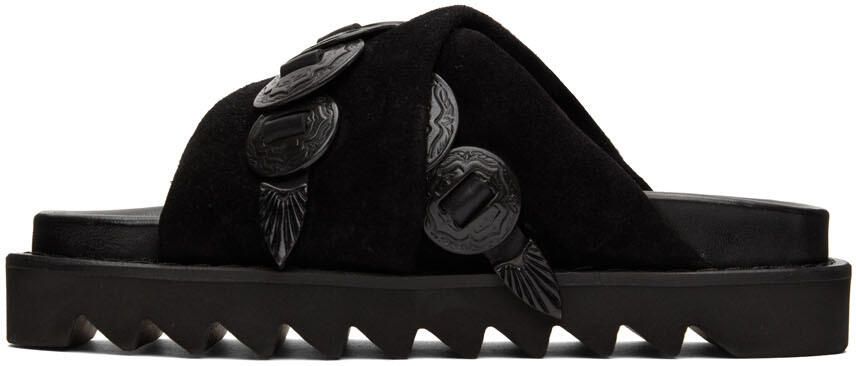 Toga Pulla SSENSE Exclusive Black Suede Cross Strap Sandals - Picture 3