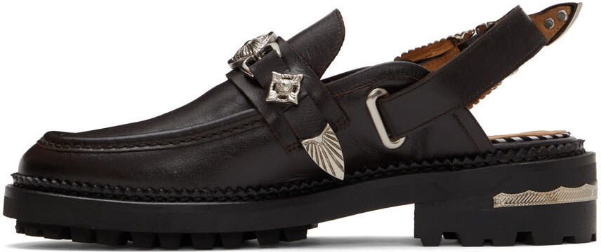Toga Pulla SSENSE Exclusive Brown Leather Slingback Loafers - Picture 4