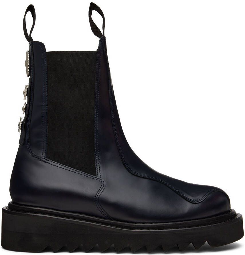 Toga Virilis Navy Leather Chelsea Boots