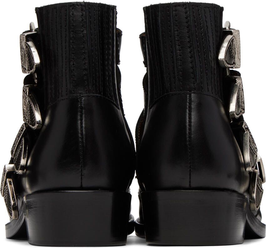 Toga Virilis Black Embellished Buckle Cowboy Boots - Picture 5