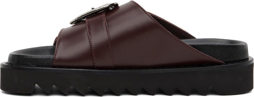 Toga Virilis Burgundy Buckle Sandals - Picture 4
