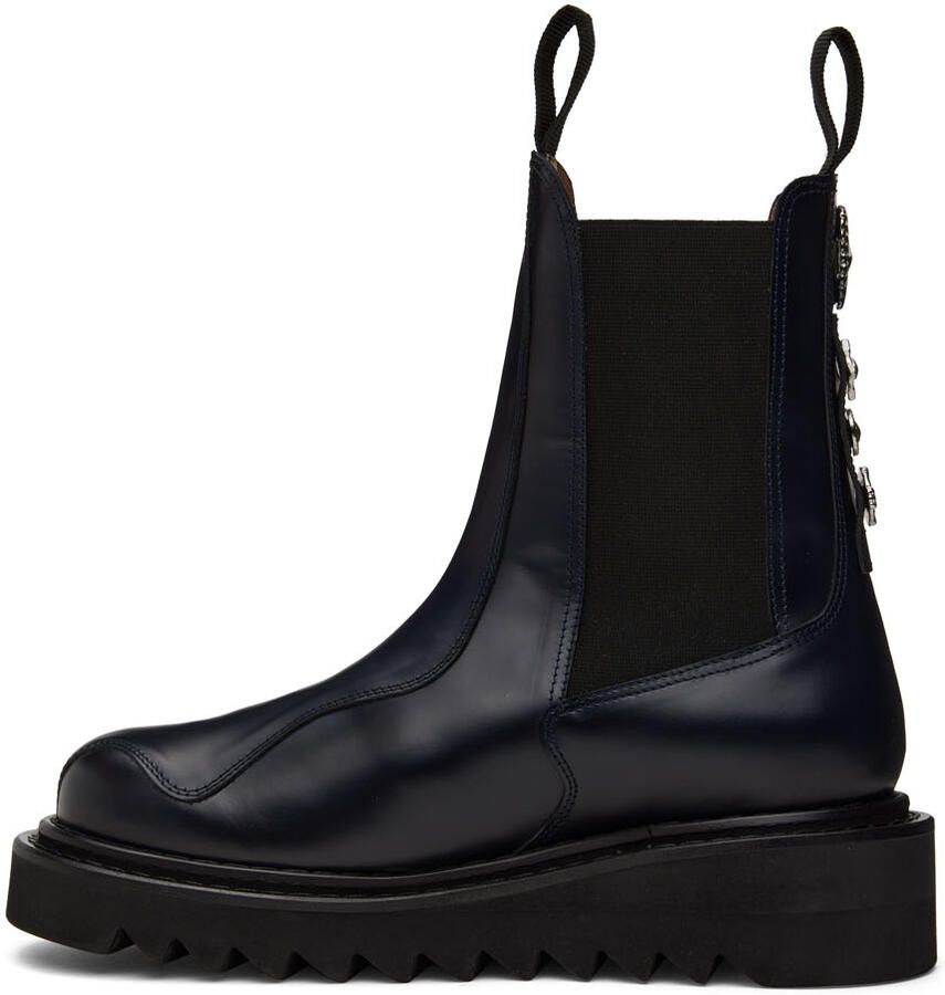 Toga Virilis Navy Leather Chelsea Boots - Picture 2