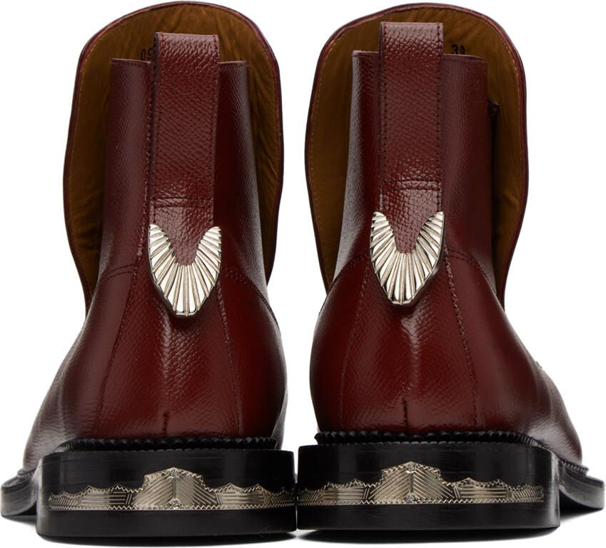 Toga Virilis Red Leather Chelsea Boots