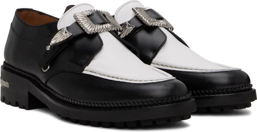 Toga Virilis SSENSE Exclusive Black & White Hard Leather Monkstraps
