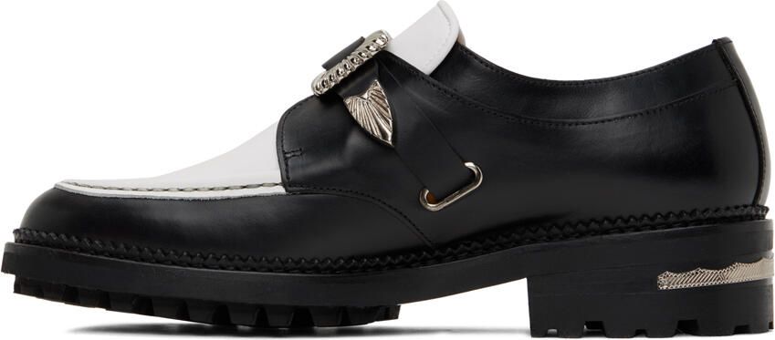Toga Virilis SSENSE Exclusive Black & White Hard Leather Monkstraps - Picture 2