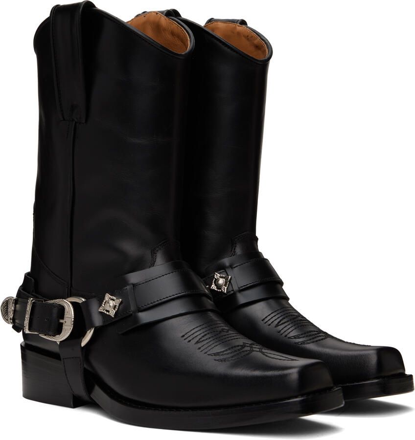 Toga Virilis SSENSE Exclusive Black Leather Buckled Boots