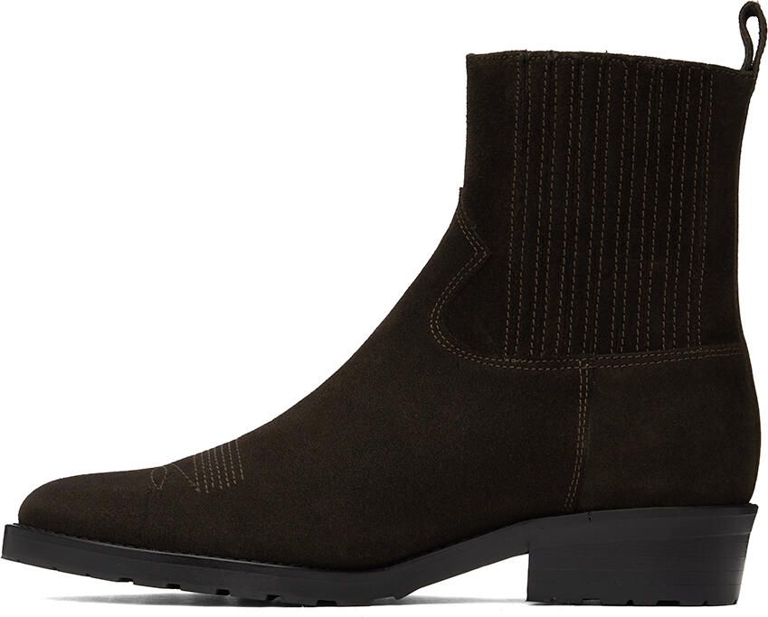 Toga Virilis SSENSE Exclusive Brown Embroidered Chelsea Boots - Picture 3