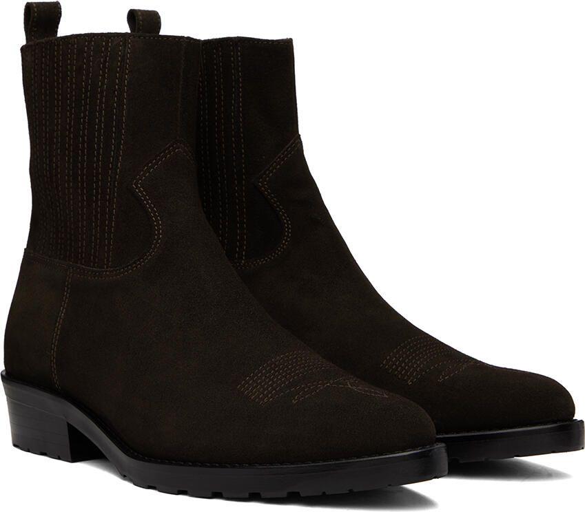 Toga Virilis SSENSE Exclusive Brown Embroidered Chelsea Boots
