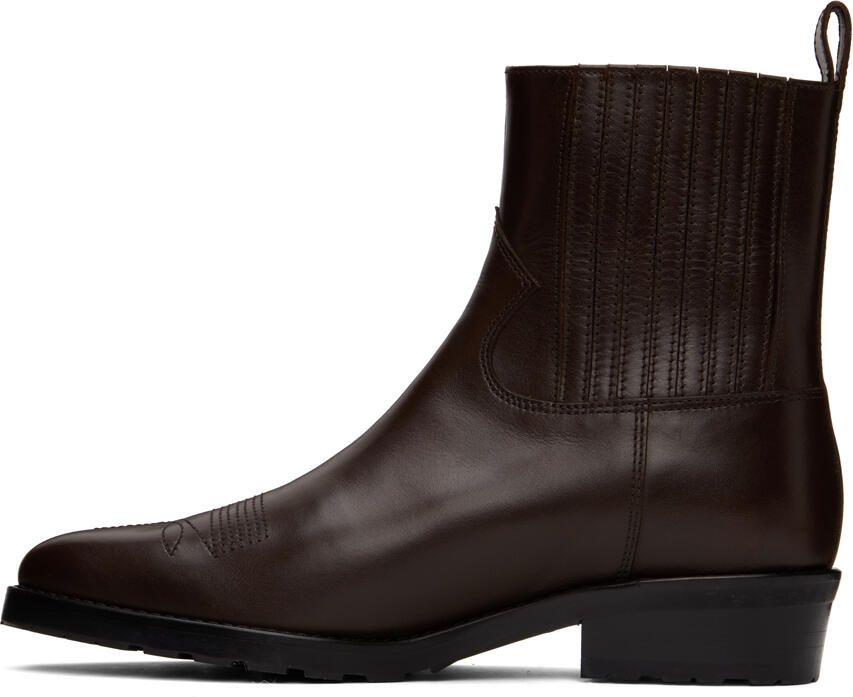 Toga Virilis SSENSE Exclusive Brown Hard Leather Chelsea Boots - Picture 2
