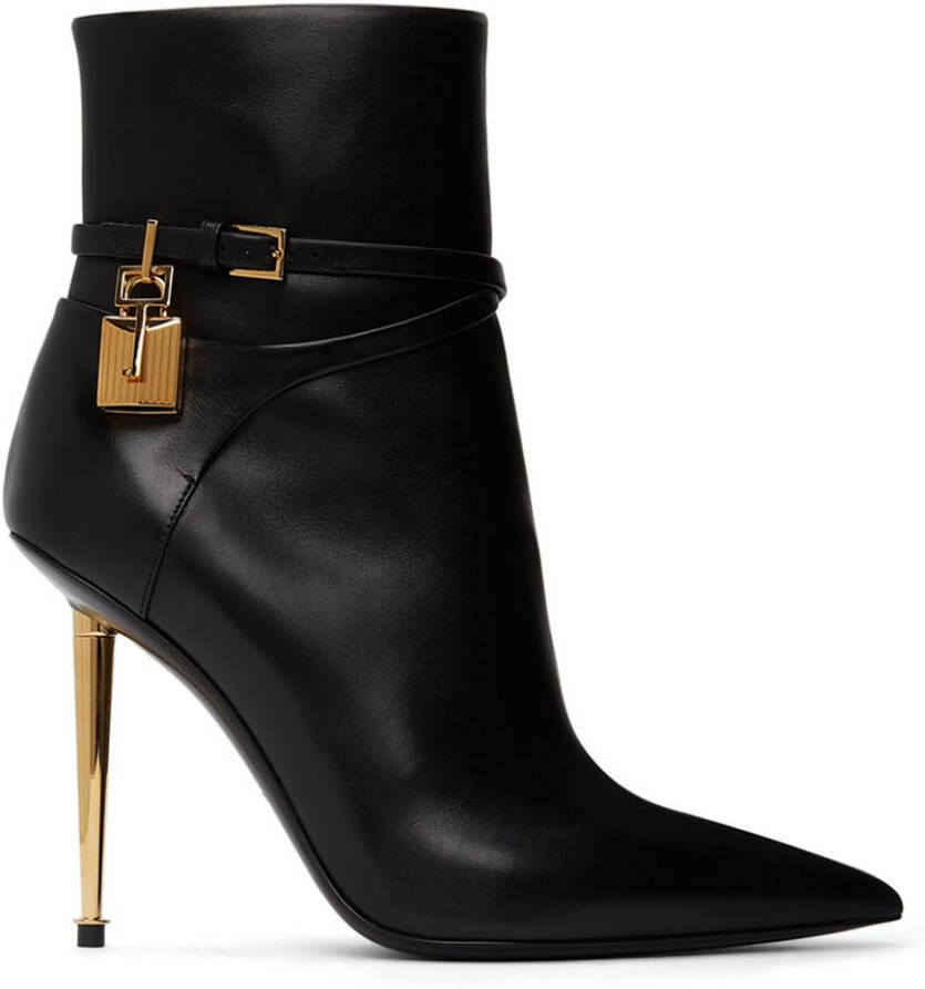 TOM FORD Black Leather Padlock 105 Ankle Boots