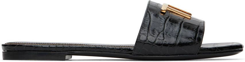 TOM FORD Black Croc Sandals