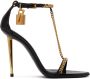 TOM FORD Black Padlock Chain Heeled Sandals - Thumbnail 1