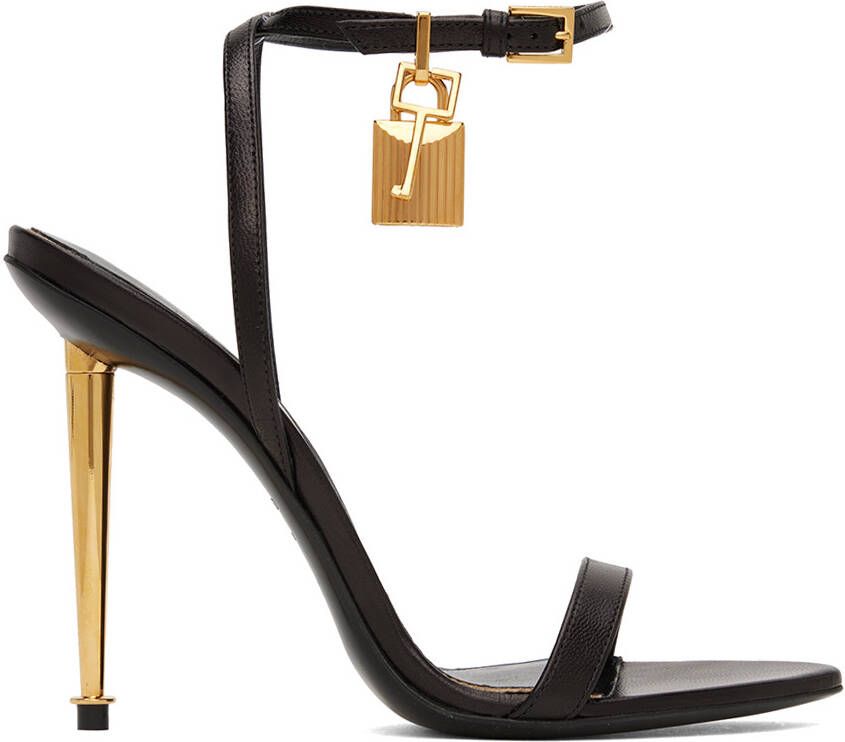 TOM FORD Black Padlock Pointy Naked Heeled Sandals