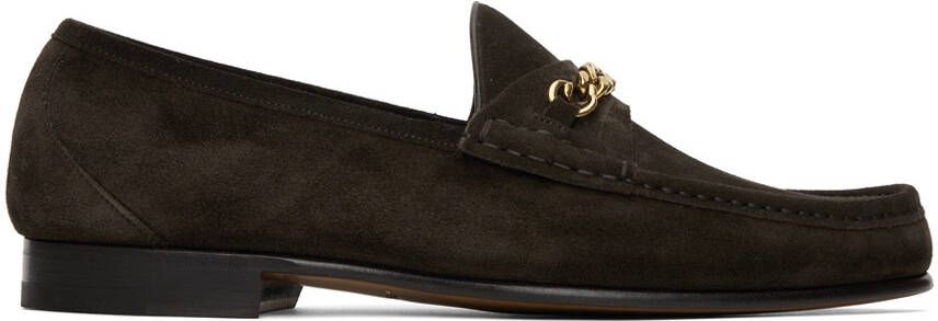 TOM FORD Brown York Chain Loafers