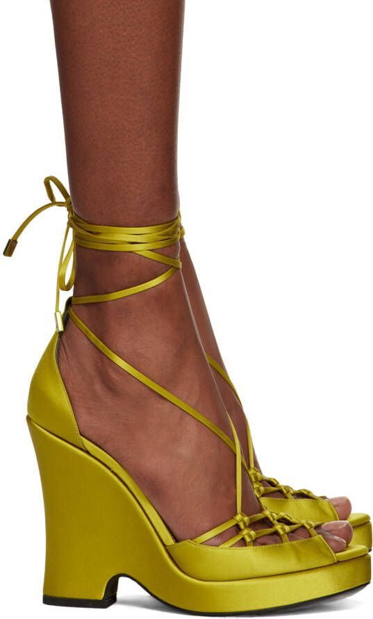 TOM FORD Green Ankle Wrap Heeled Sandals