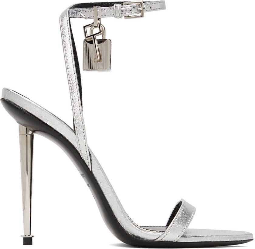 TOM FORD Silver Padlock Pointy Naked Sandals