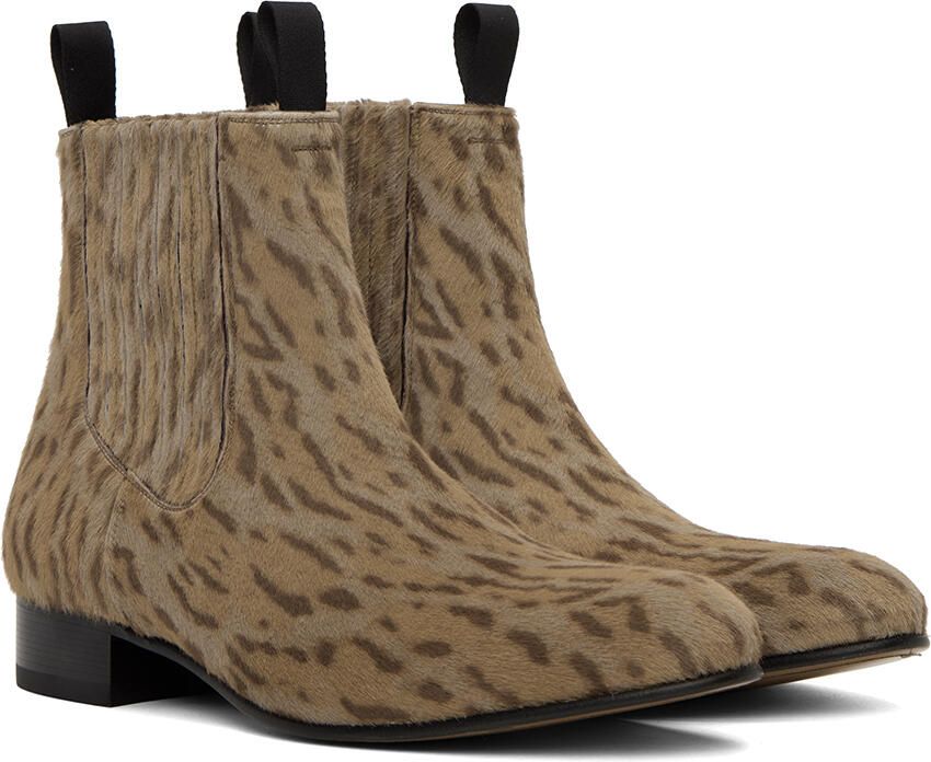 TOM FORD Beige Leopard Chelsea Boots - Picture 2