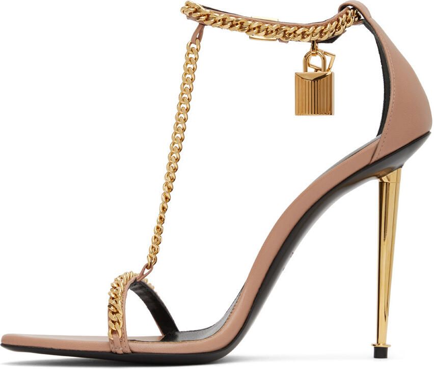 TOM FORD Beige Padlock Naked Heeled Sandals - Picture 2