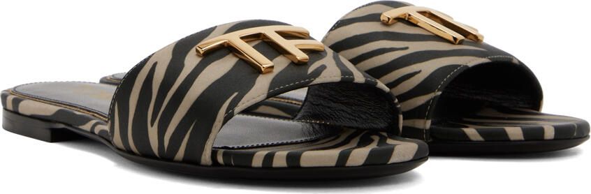 TOM FORD Black & Beige Logo Sandals - Picture 2