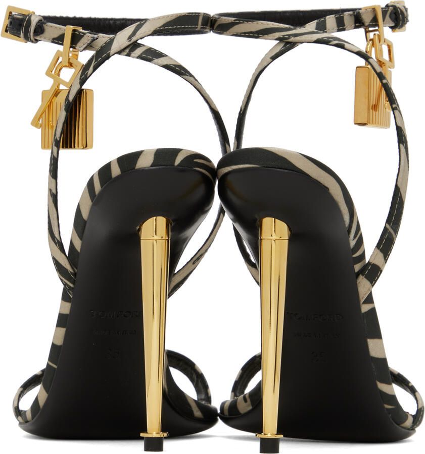 TOM FORD Black & Beige Padlock Pointy Naked Sandals
