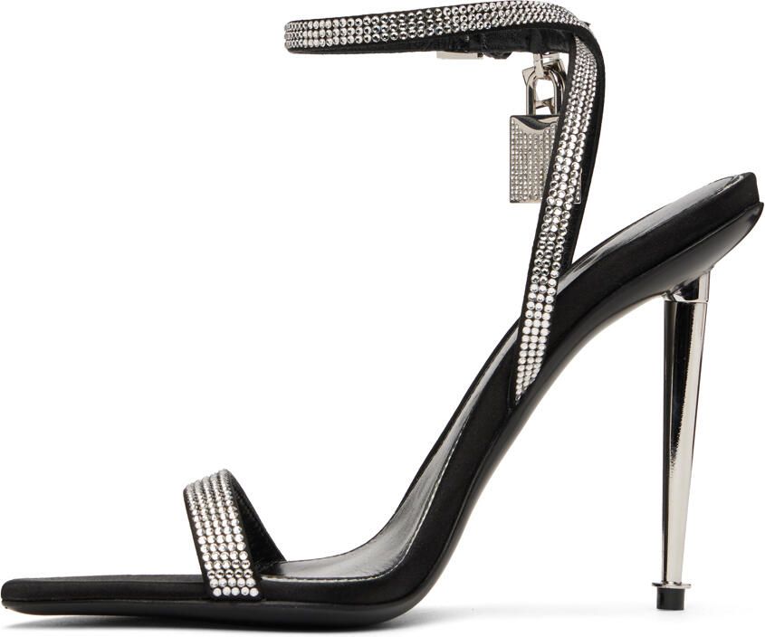 TOM FORD Black Crystal-Embellished Heeled Sandals - Picture 3
