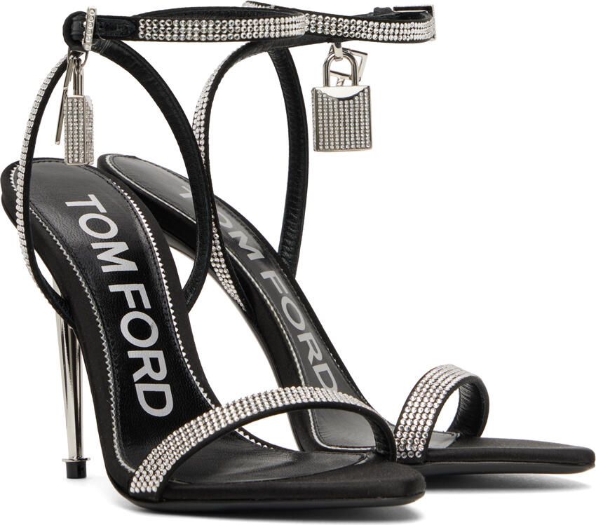 TOM FORD Black Crystal-Embellished Heeled Sandals - Picture 2
