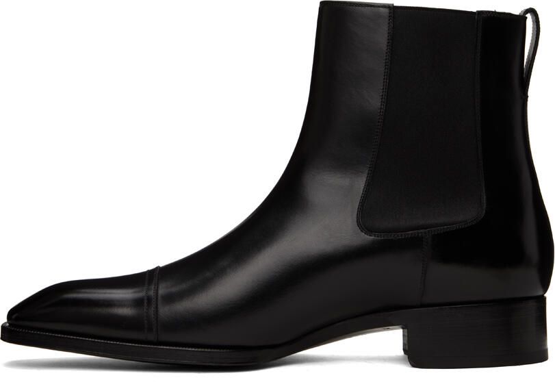 TOM FORD Black Elkan Burnished Chelsea Boots - Picture 3