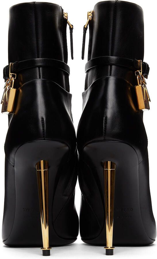 TOM FORD Black Leather Padlock 105 Ankle Boots - Picture 3