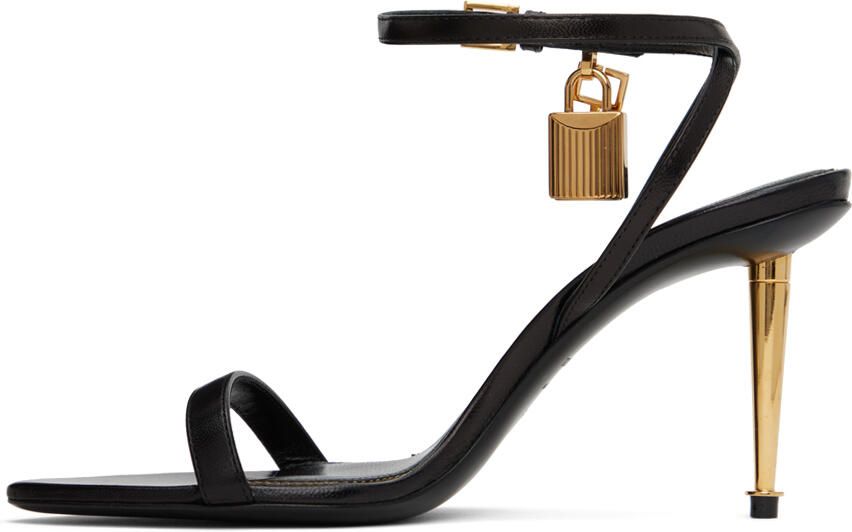 TOM FORD Black Padlock Pointy Naked 85mm Heeled Sandals - Picture 3